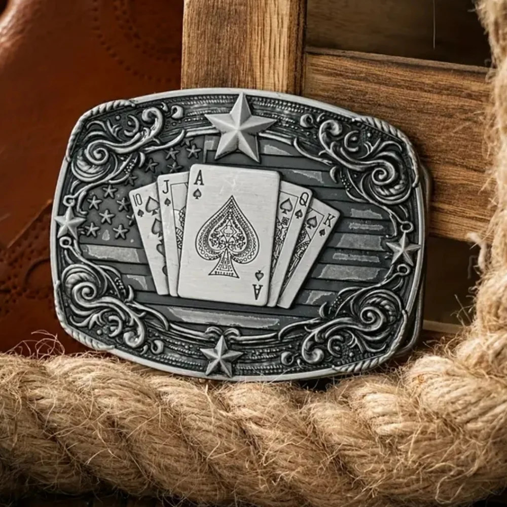 New Mens Western Cowboy Poker-Themed Belt Buckle